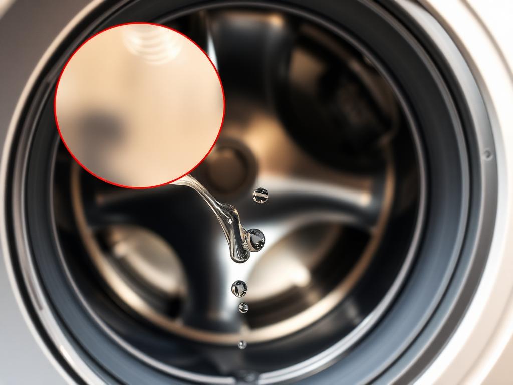 Washing machine leaking water from door seal – close-up of damaged gasket
