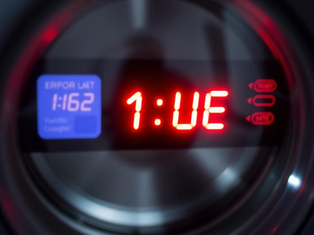 Washing machine showing error codes on digital LED display